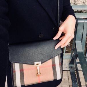 Burberry Small Macken House Check Crossbody bag tan